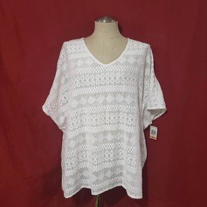 NWT Alfani White Lace Kimono Blouse top S